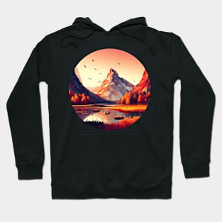 Low Poly Autumn Mountain and Lake Hoodie